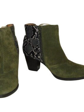 Vionic Naomi Dark Green Snake Print Heeled Boots Size 10 New Without Box Or Tags